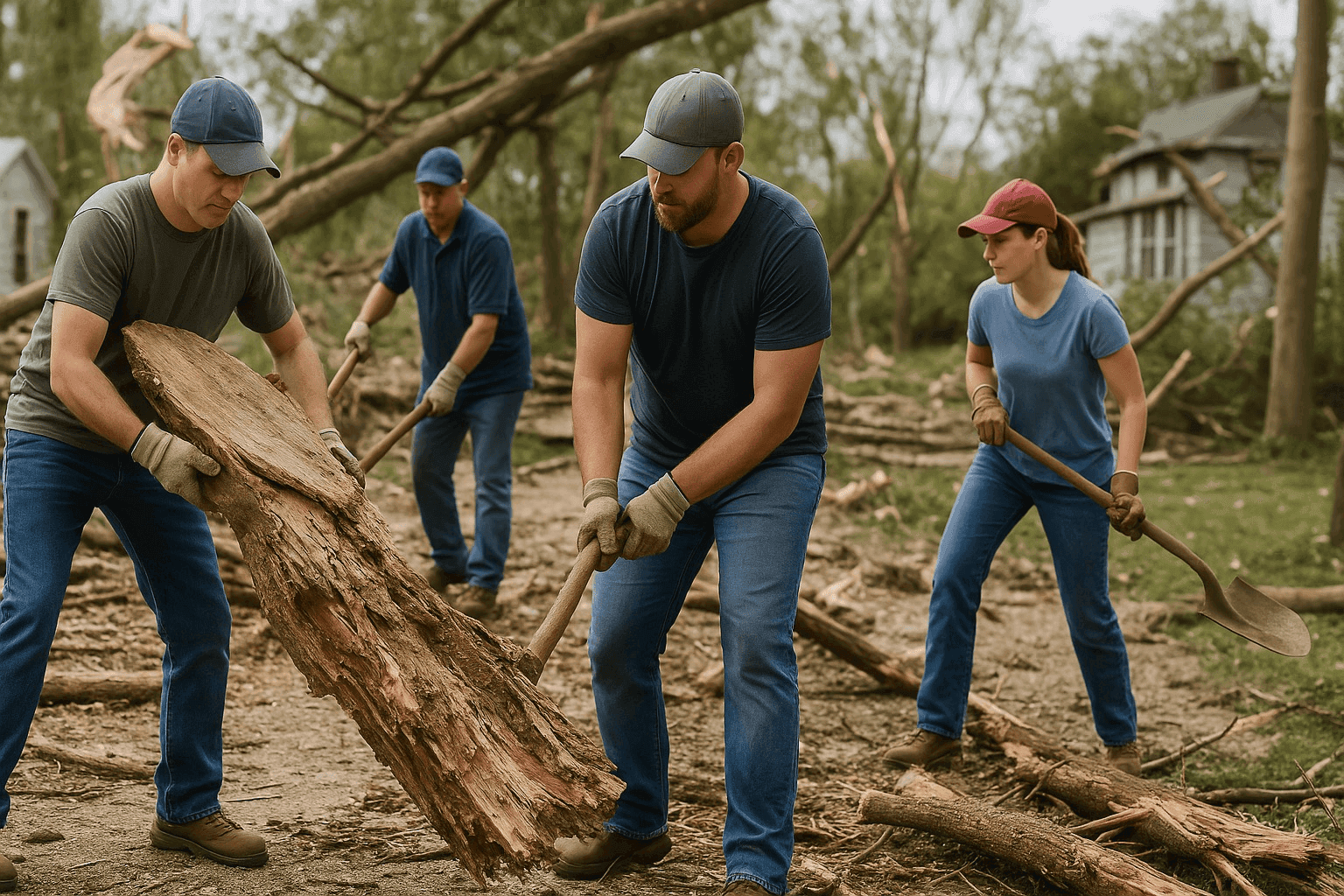 People helping after disaster