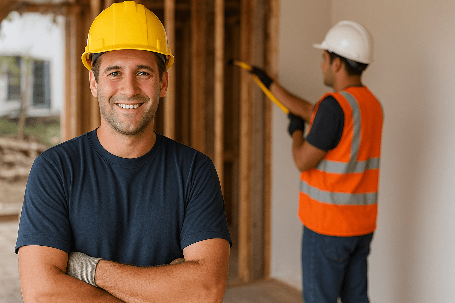 Construction workers at work