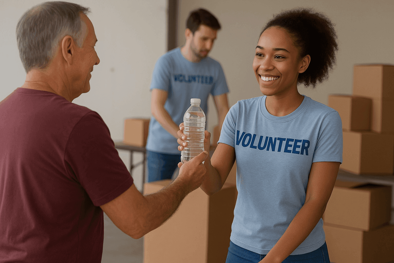 Volunteers working together